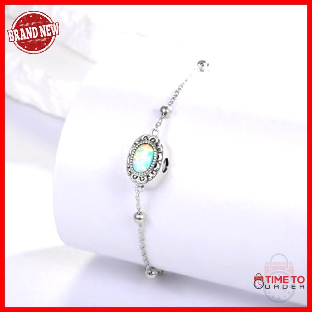 Sterling Silver Cremation Bracelet Memorial Jewelry Keepsake Adjustable Chain - Picture 2 of 7